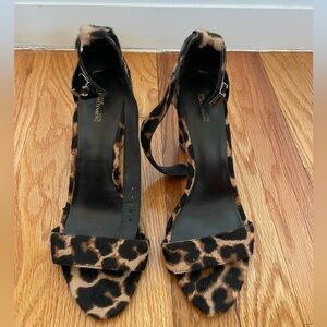 Diane von furstenberg animal print/fur heels